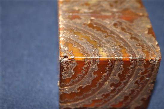 An 18th century Continental gold overlaid tortoiseshell table snuff box 3.5in.